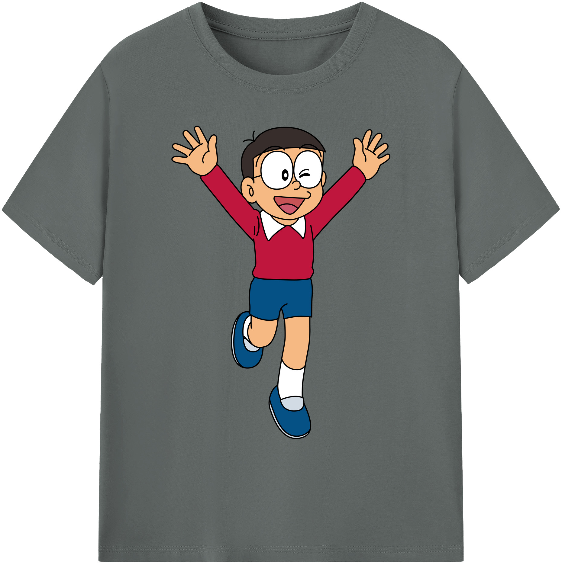 （画像用） ドラえもん 野比 のび太 Doraemon Nobita Nobi 綿100％ メンズ半袖Tシャツ｜肌触りやわらか＆通気性